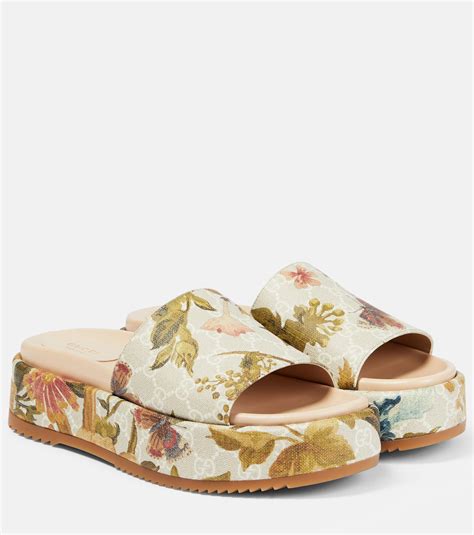 flower gucci slides|gucci floral platform slides.